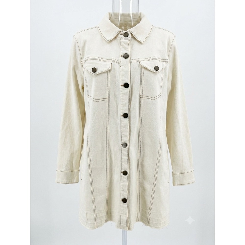 Logo Lori Goldstein Plus Size Cream Denim Jacket Size 16